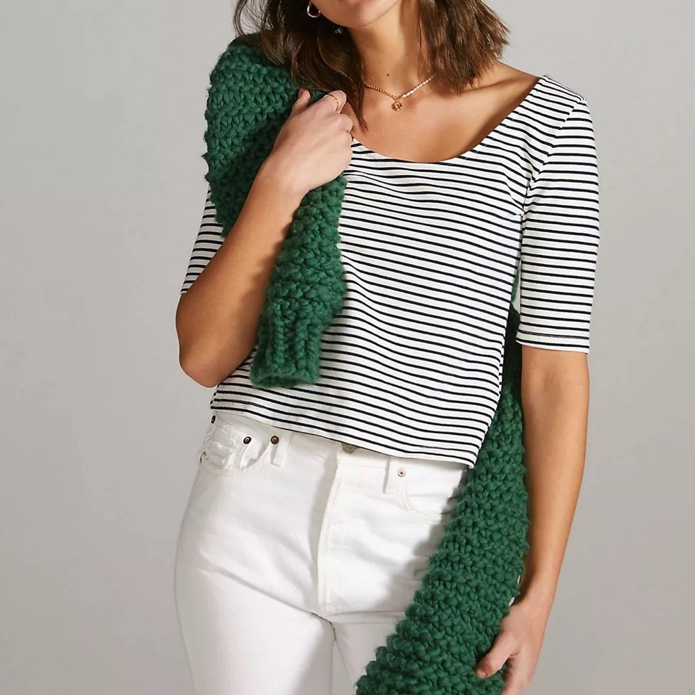 Stripe Crop Top - Open Back & Bow Detail Size M